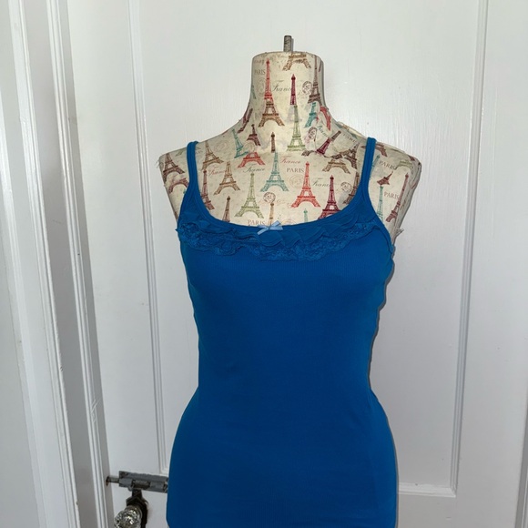 Blue Lace Trim Tank Top | SO Juniors Large Cami Y2K Layering - Picture 2 of 7